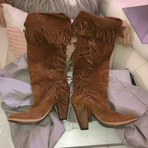 Fringe suede boots